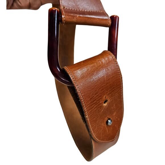 Brown Echo Belt Genuine Leather Wide Peg Pull Through Buckle Vintage Size Small main image 8